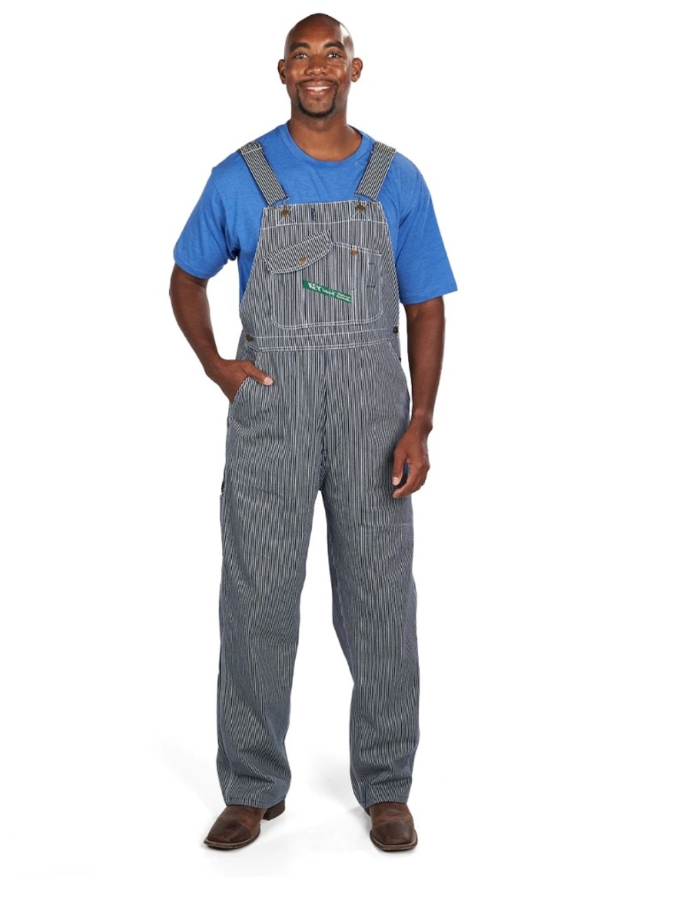 Men's Blue Stripe Work Overalls